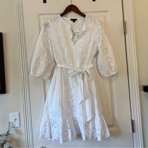 NEW White Eyelet Dress With Long Sleeves